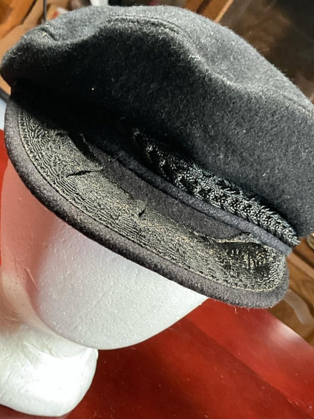 Mens AEGEAN Made In Greece Wool Blend Black Greek Fisherman Cap (Size 7 5/8)